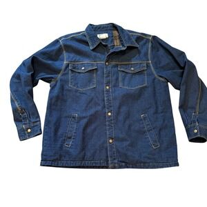 Duke Haband Jacket Mens XL Blue Denim Flannel Lined Snap Front Barn Chore Coat